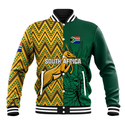 Personalized South Africa Baseball Jacket with Springbok and Proteas African Pattern LT01