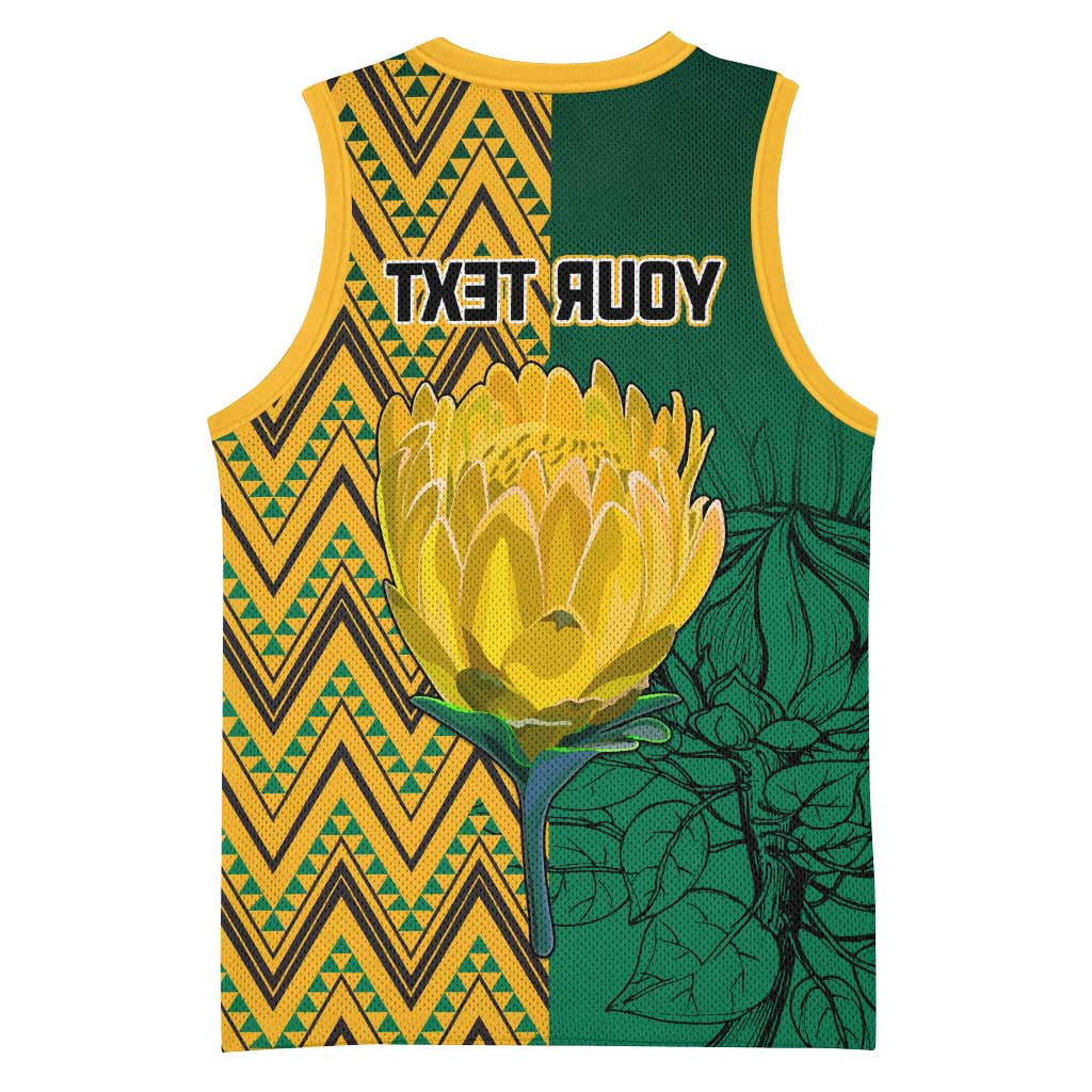 Personalized South Africa Basketball Jersey with Springbok and Proteas African Pattern - African Pride