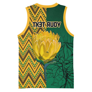Personalized South Africa Basketball Jersey with Springbok and Proteas African Pattern - African Pride