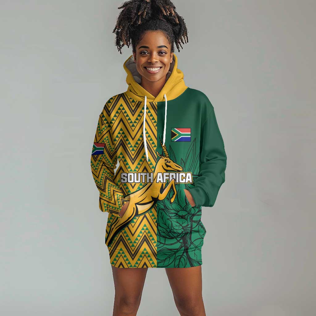 Personalized South Africa Hoodie Dress with Springbok and Proteas African Pattern