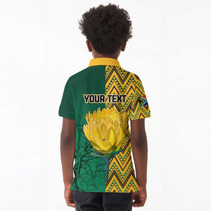 Personalized South Africa Kid Polo Shirt with Springbok and Proteas African Pattern