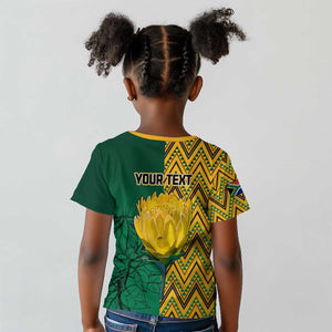 Personalized South Africa Kid T shirt with Springbok and Proteas African Pattern