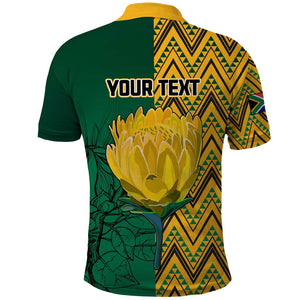 Personalized South Africa Polo Shirt with Springbok and Proteas African Pattern
