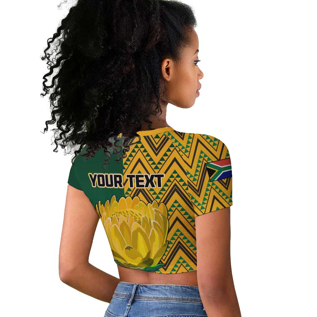 Personalized South Africa Raglan Cropped T shirt with Springbok and Proteas African Pattern
