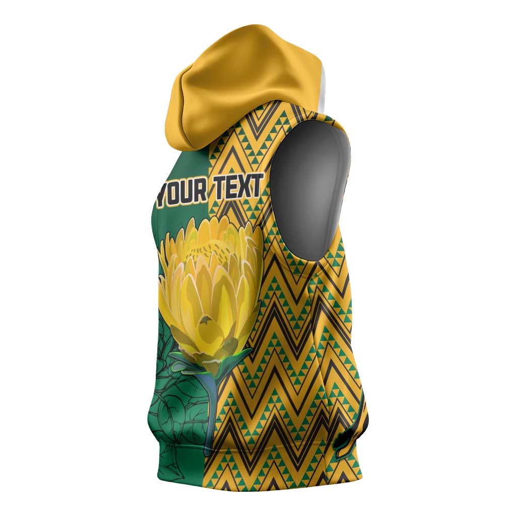 Personalized South Africa Sleeveless Hoodie with Springbok and Proteas African Pattern - African Pride