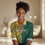 Personalized South Africa Women Casual Shirt with Springbok and Proteas African Pattern LT01