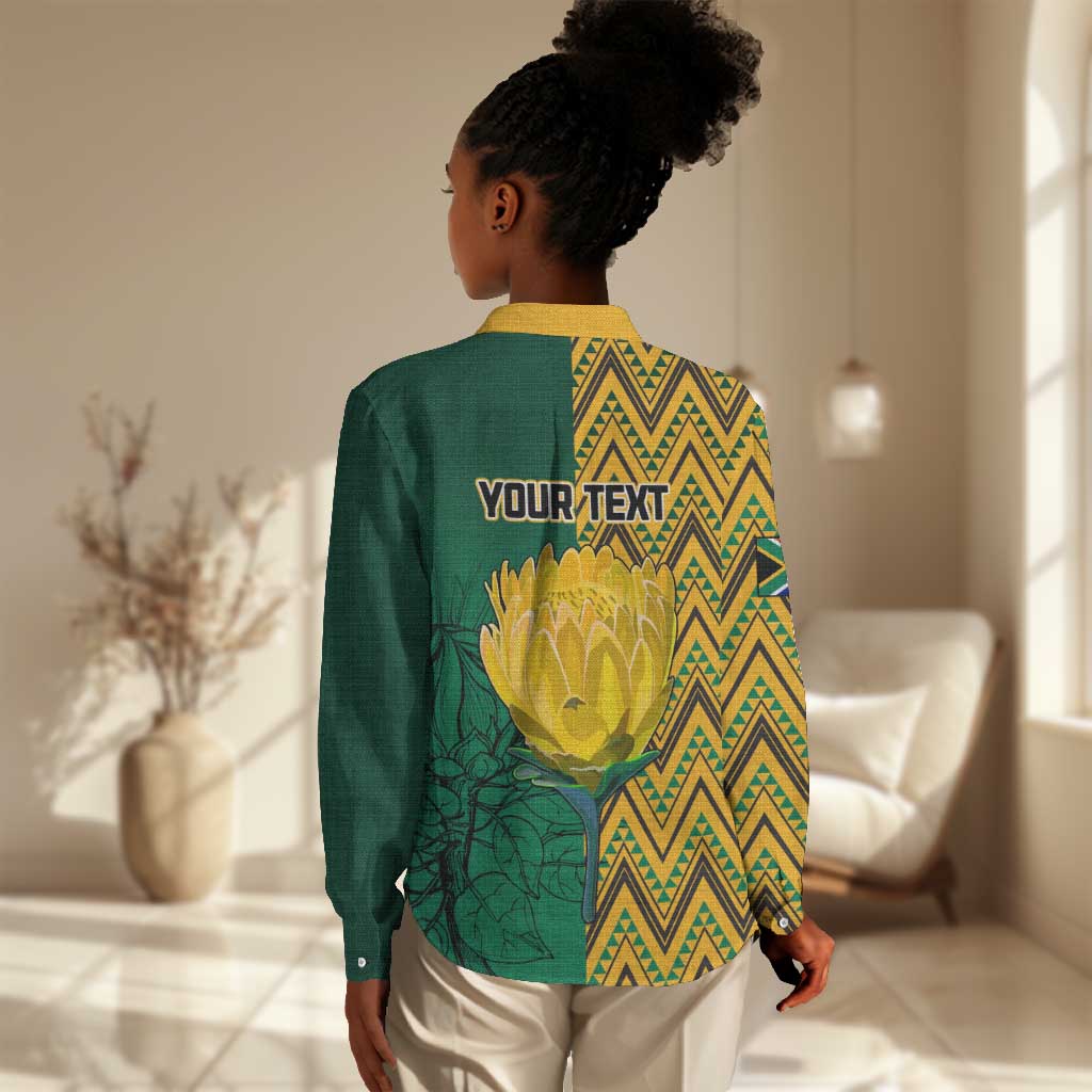 Personalized South Africa Women Casual Shirt with Springbok and Proteas African Pattern LT01