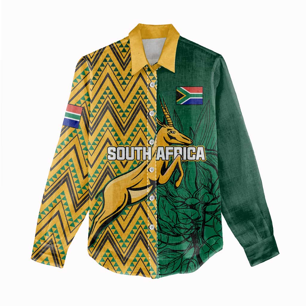Personalized South Africa Women Casual Shirt with Springbok and Proteas African Pattern LT01