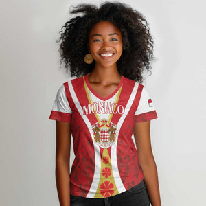 Personalized Monaco Women V-Neck T-Shirt Deo Juvante Sporty Style