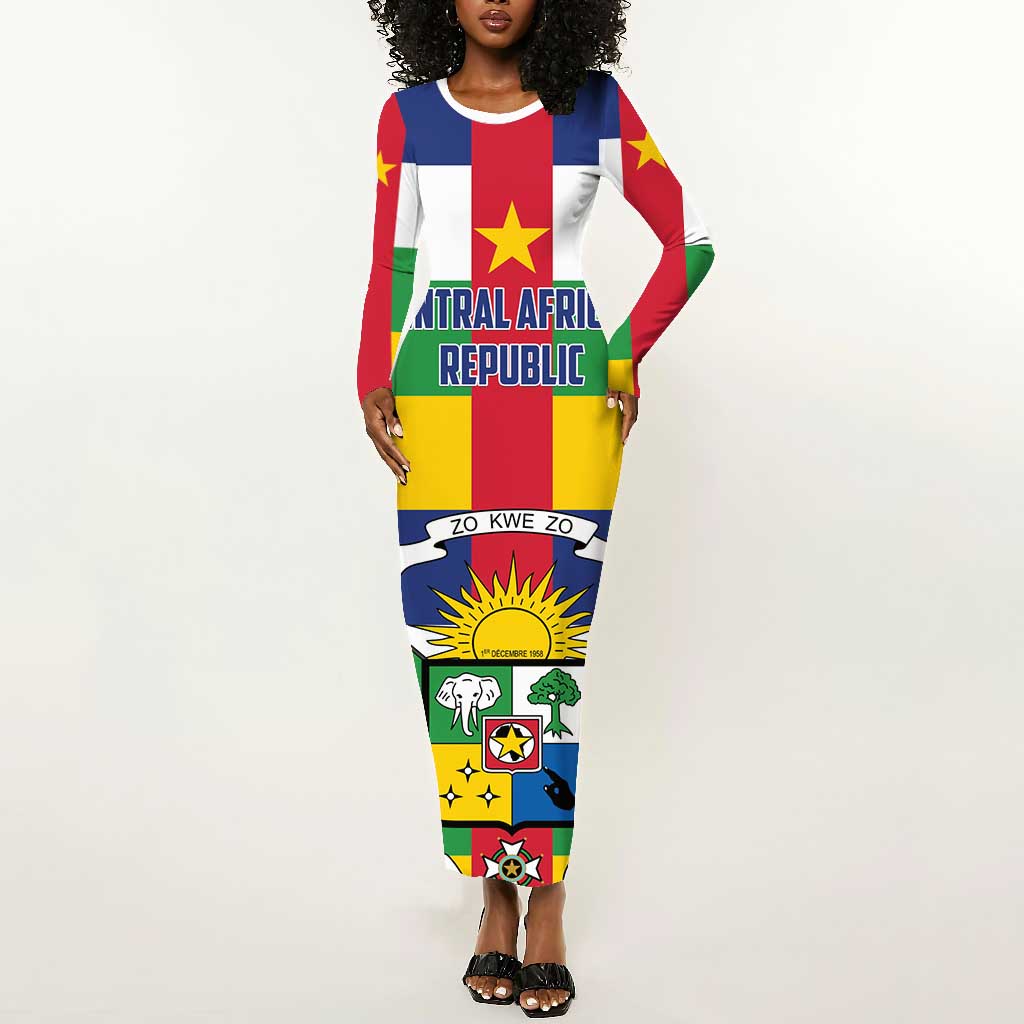 Personalized Central African Republic Long Sleeve Bodycon Dress African Zo Kwe Zo LT01