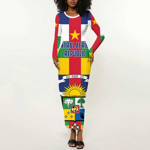 Personalized Central African Republic Long Sleeve Bodycon Dress African Zo Kwe Zo LT01