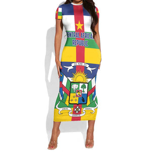 Personalized Central African Republic Short Sleeve Bodycon Dress African Zo Kwe Zo LT01