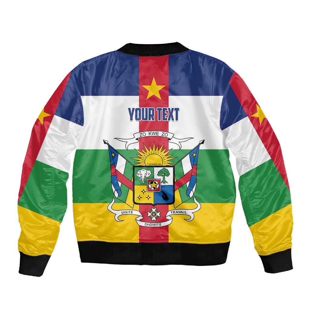Personalized Central African Republic Sleeve Zip Bomber Jacket African Zo Kwe Zo