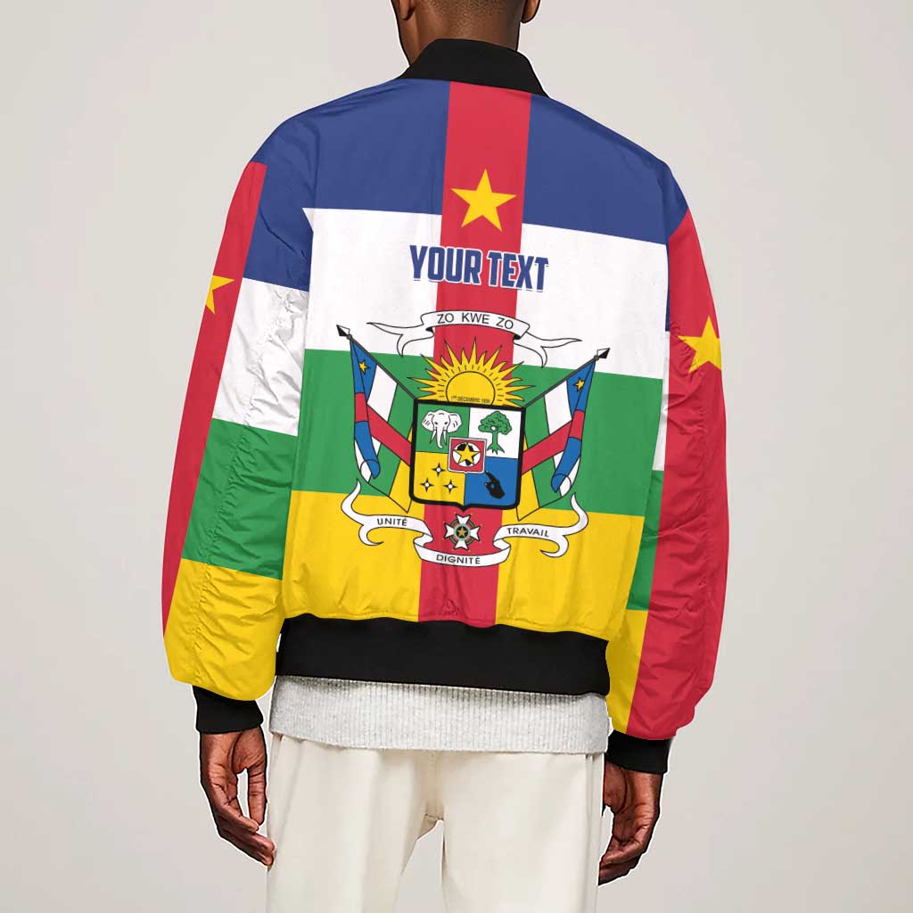 Personalized Central African Republic Sleeve Zip Bomber Jacket African Zo Kwe Zo