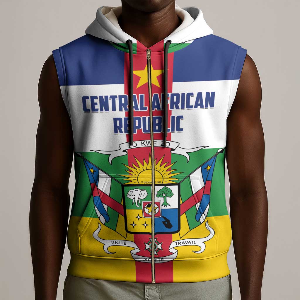 Personalized Central African Republic Sleeveless Zip Hoodie African Zo Kwe Zo - African Pride