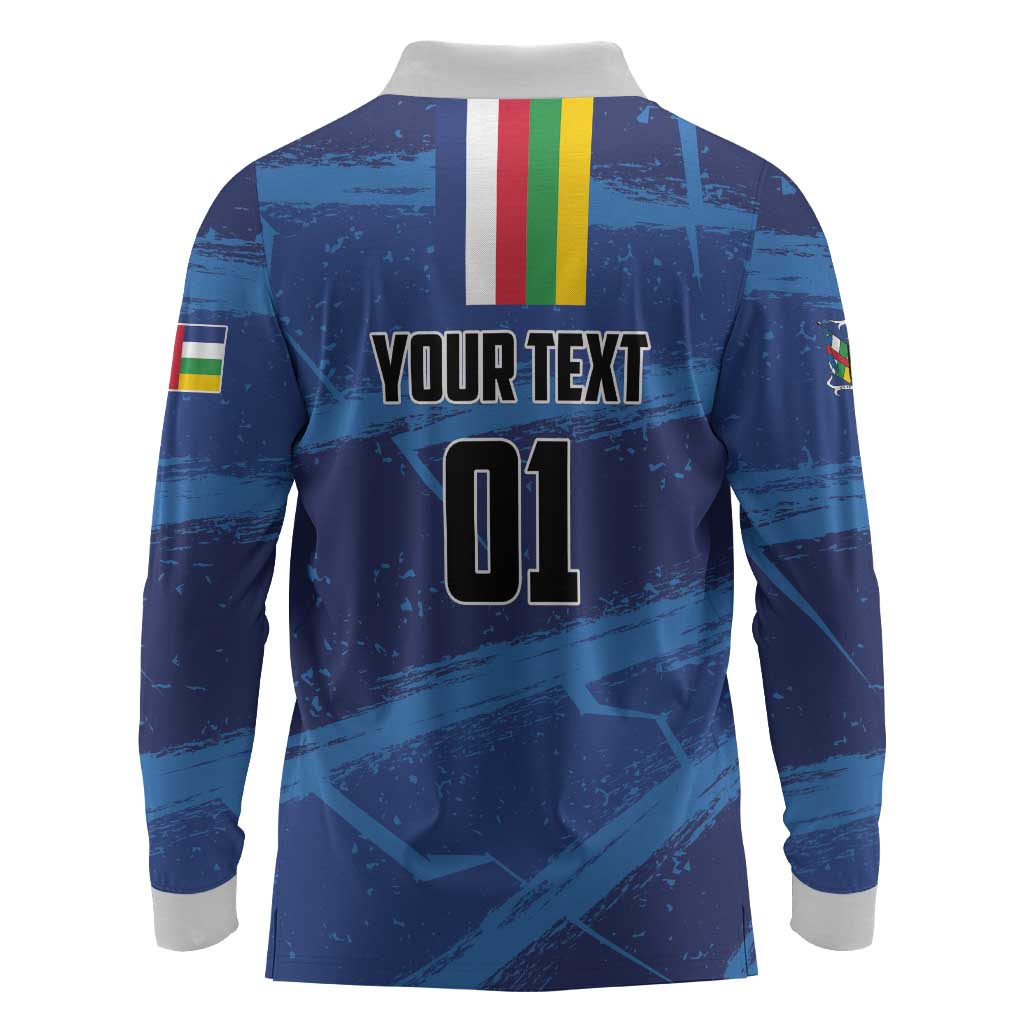 Custom Central African Republic Football Long Sleeve Polo Shirt African Come On Les Fauves
