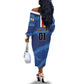 Custom Central African Republic Football Off The Shoulder Long Sleeve Dress African Come On Les Fauves