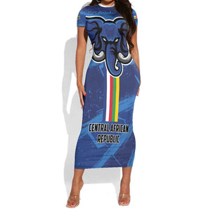 Custom Central African Republic Football Short Sleeve Bodycon Dress African Come On Les Fauves LT01