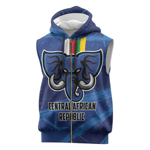 Custom Central African Republic Football Sleeveless Zip Hoodie African Come On Les Fauves - African Pride