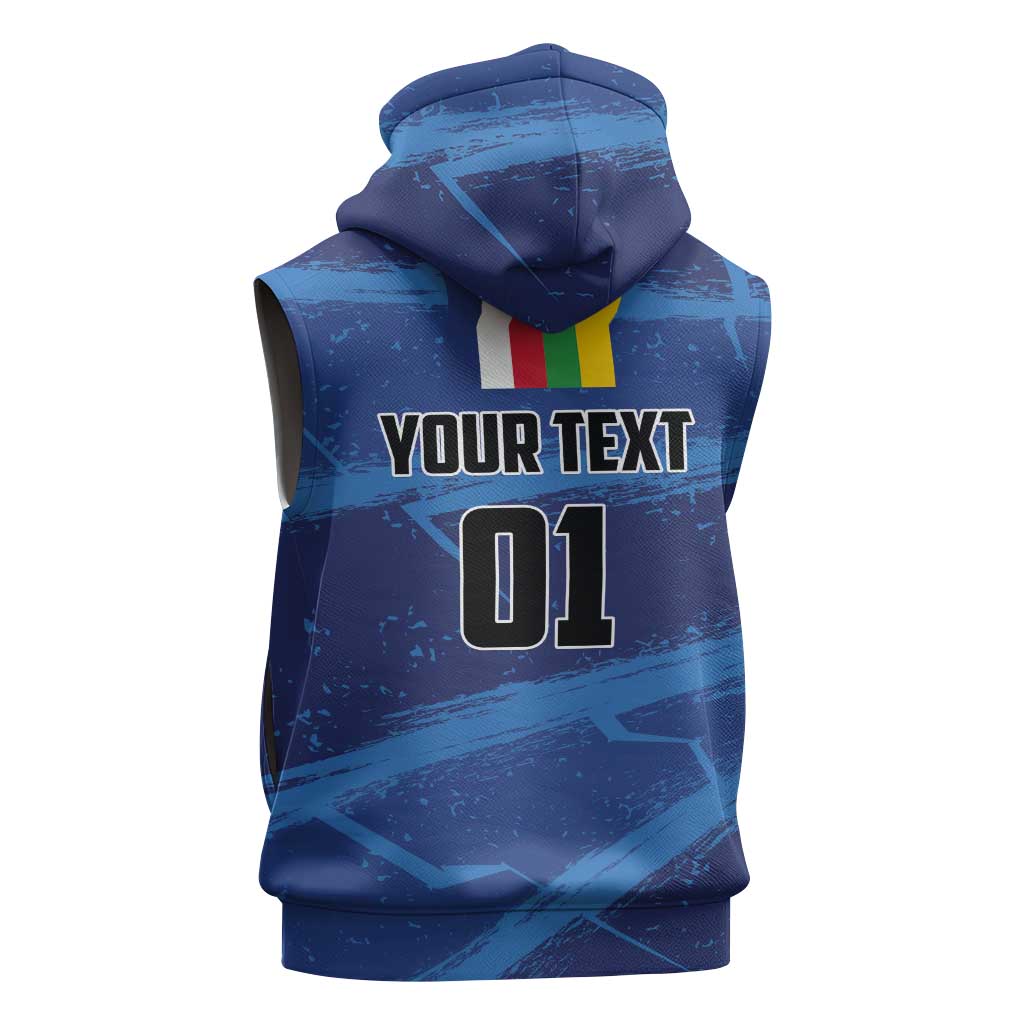 Custom Central African Republic Football Sleeveless Zip Hoodie African Come On Les Fauves - African Pride
