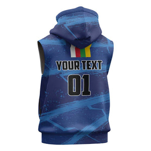 Custom Central African Republic Football Sleeveless Zip Hoodie African Come On Les Fauves - African Pride