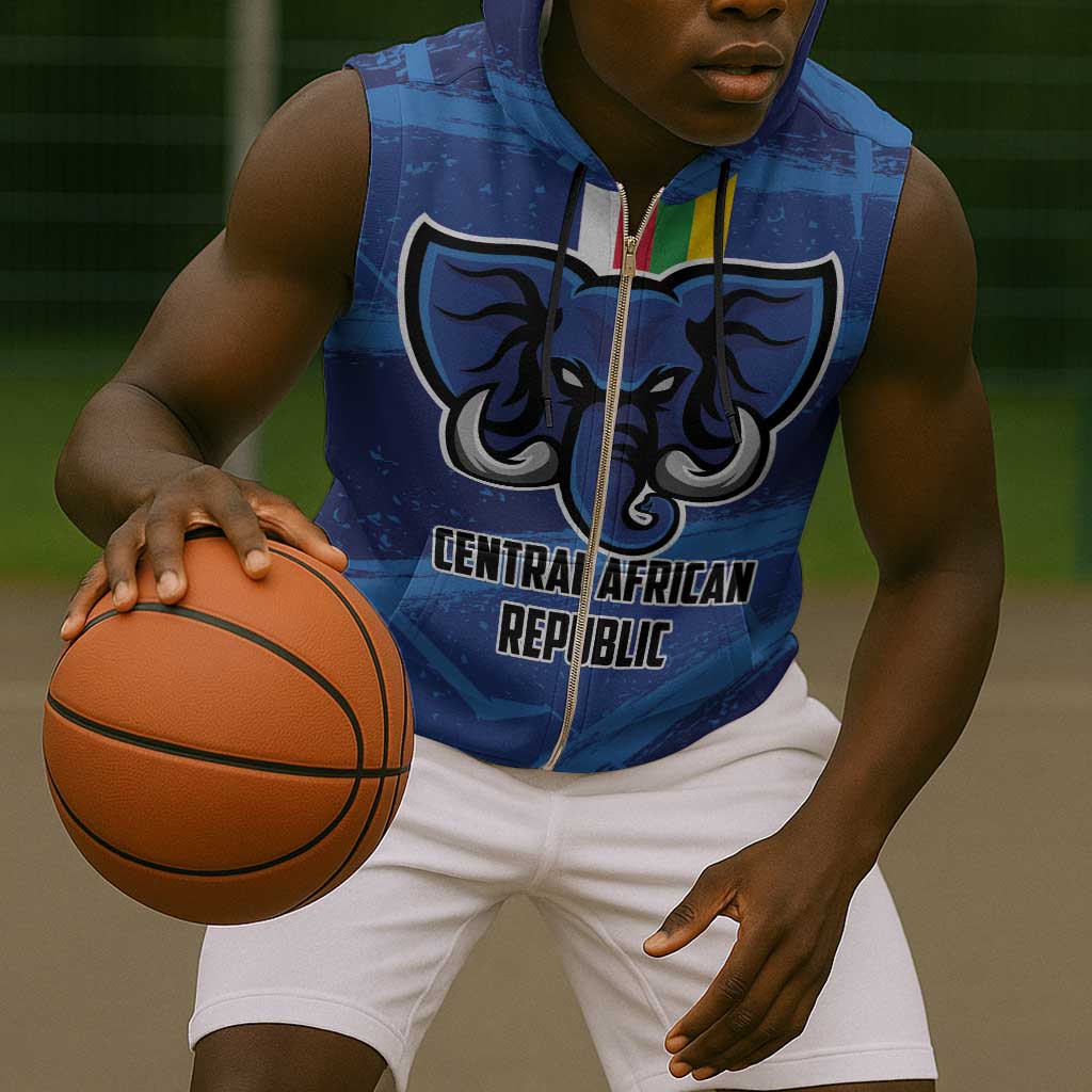 Custom Central African Republic Football Sleeveless Zip Hoodie African Come On Les Fauves - African Pride