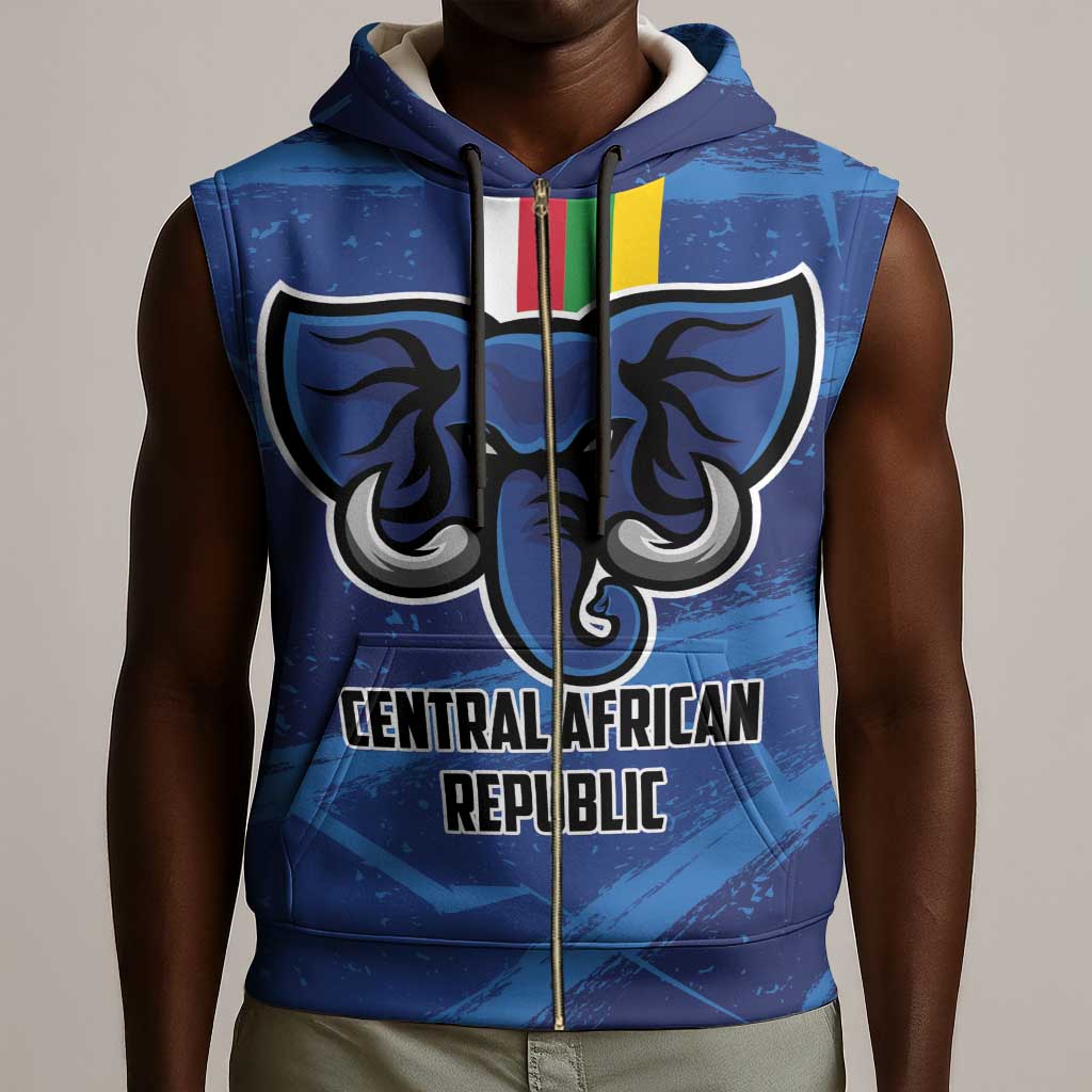 Custom Central African Republic Football Sleeveless Zip Hoodie African Come On Les Fauves - African Pride