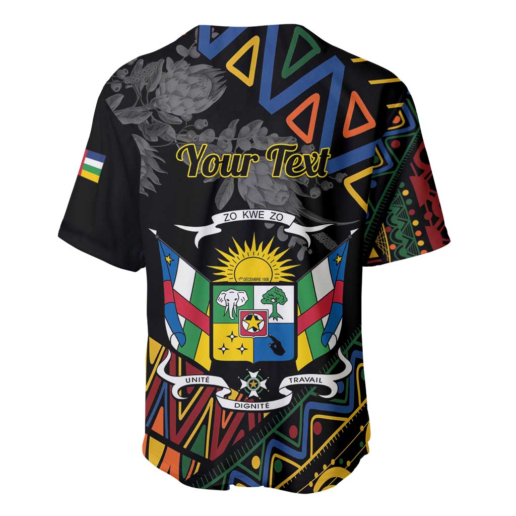 Personalized Central African Republic Baseball Jersey Protea - African Pattern