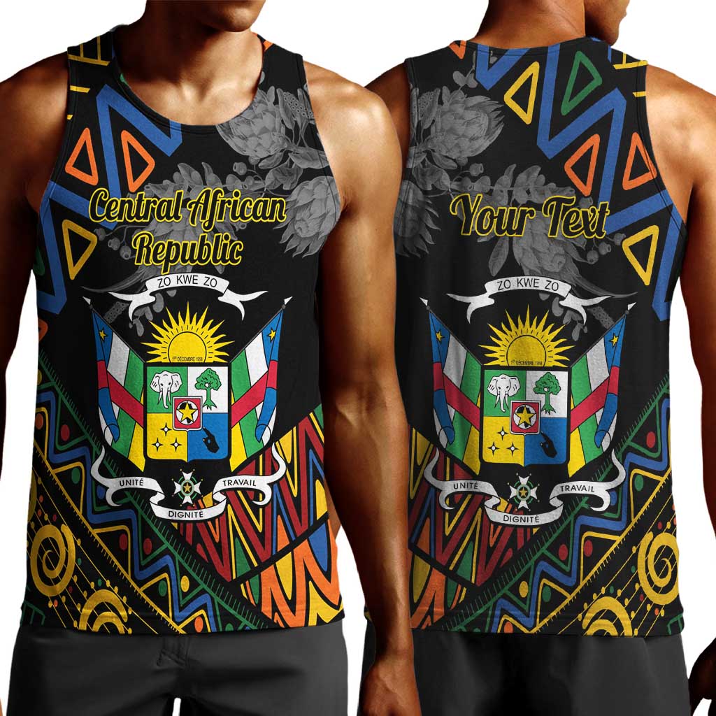 Personalized Central African Republic Men Tank Top Protea - African Pattern