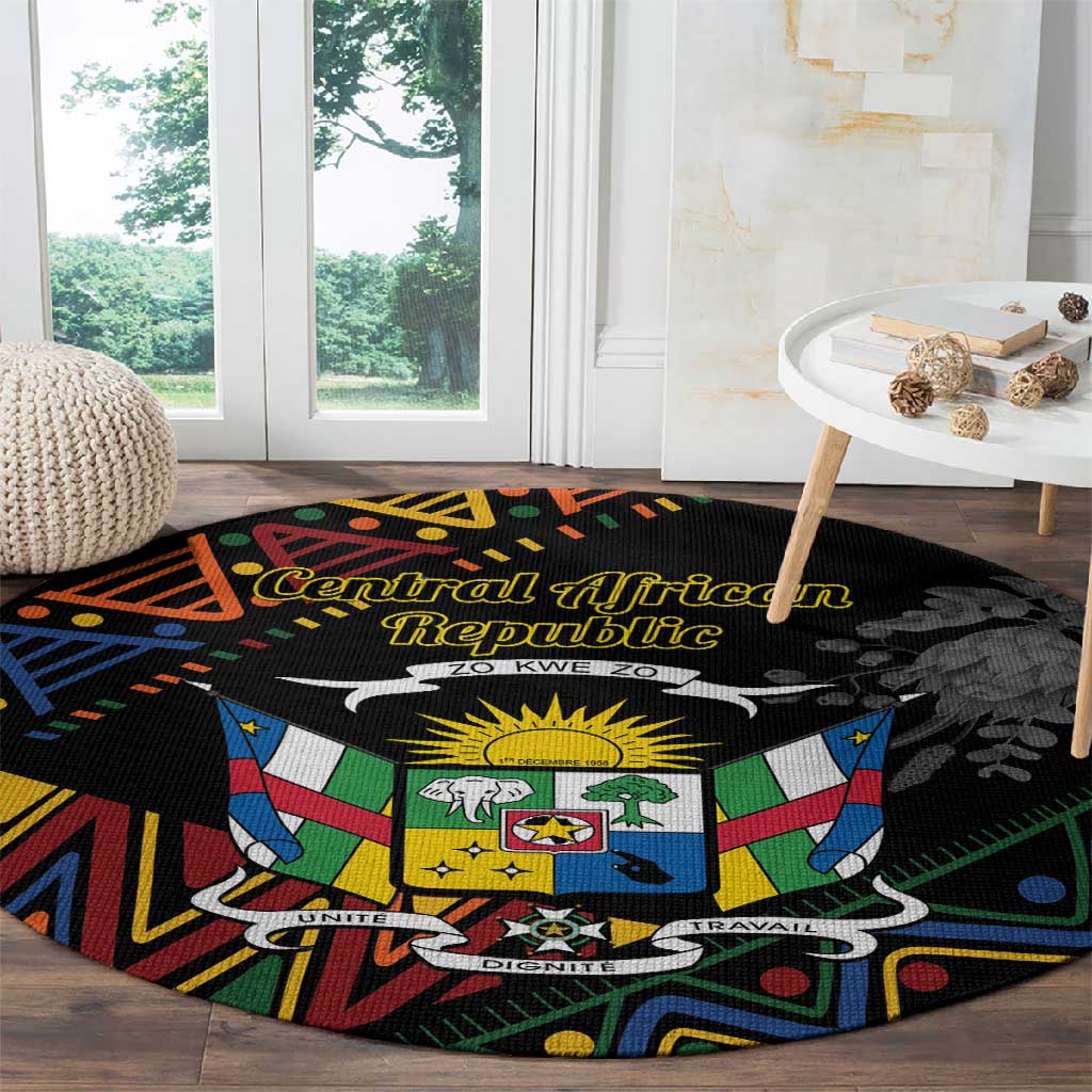 Central African Republic Round Carpet Protea - African Pattern