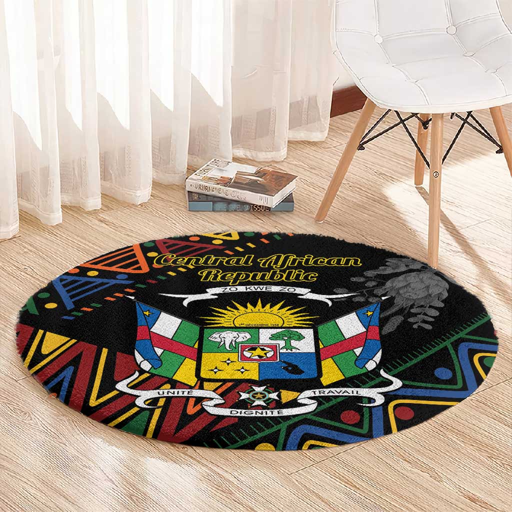 Central African Republic Round Carpet Protea - African Pattern
