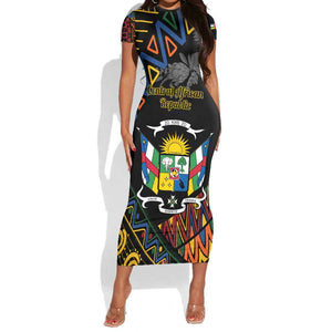 Personalized Central African Republic Short Sleeve Bodycon Dress Protea - African Pattern LT01