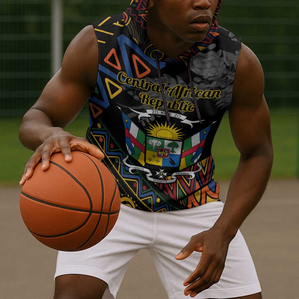 Personalized Central African Republic Sleeveless Hoodie Protea - African Pattern - African Pride