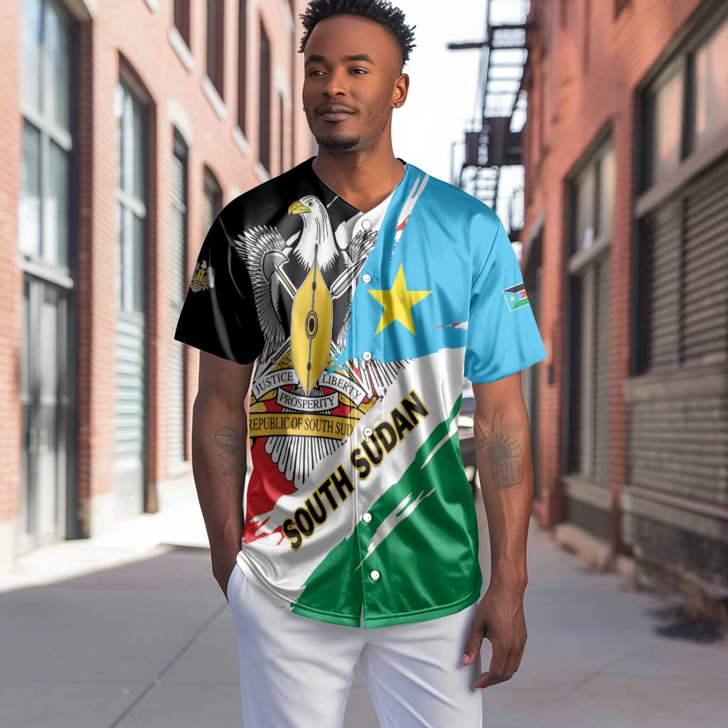 Personalized South Sudan Baseball Jersey East Africa - Grunge Flag Unique