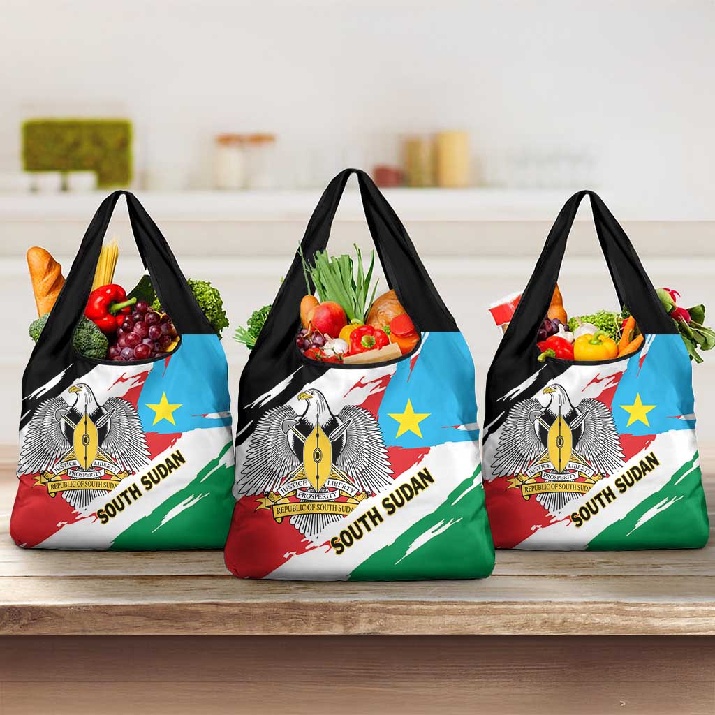 South Sudan Grocery Bag East Africa - Grunge Flag Unique