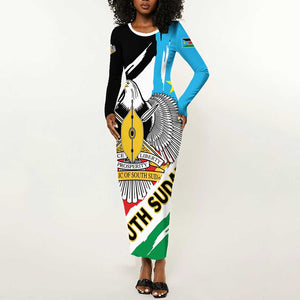 Personalized South Sudan Long Sleeve Bodycon Dress East Africa - Grunge Flag Unique LT01