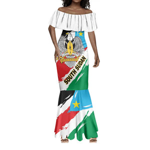 Personalized South Sudan Mermaid Dress East Africa - Grunge Flag Unique
