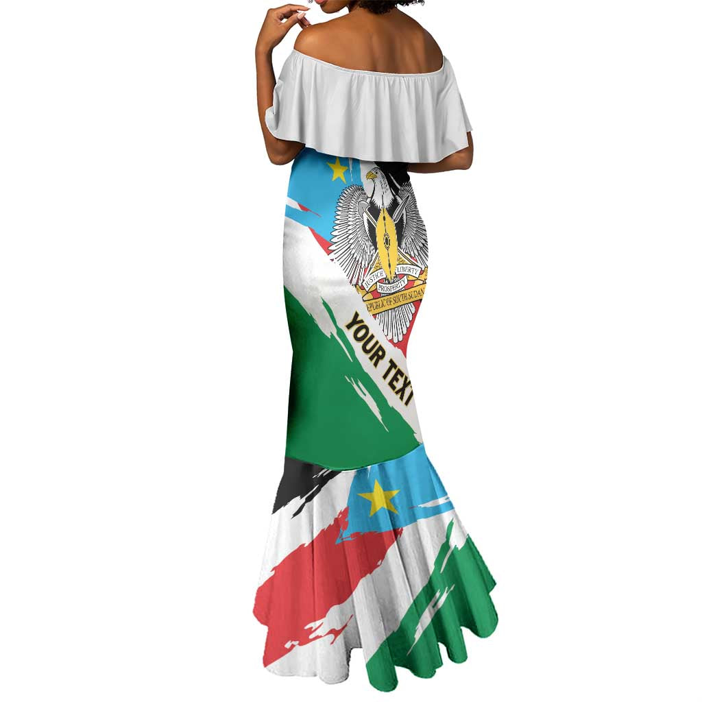 Personalized South Sudan Mermaid Dress East Africa - Grunge Flag Unique