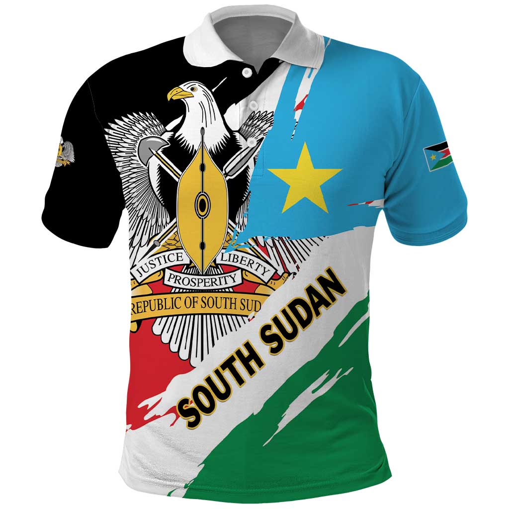 Personalized South Sudan Polo Shirt East Africa - Grunge Flag Unique