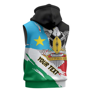 Personalized South Sudan Sleeveless Zip Hoodie East Africa - Grunge Flag Unique - African Pride