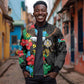 South Sudan Bomber Jacket African Pattern Hibiscus Floral