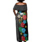 South Sudan Off Shoulder Maxi Dress African Pattern Hibiscus Floral