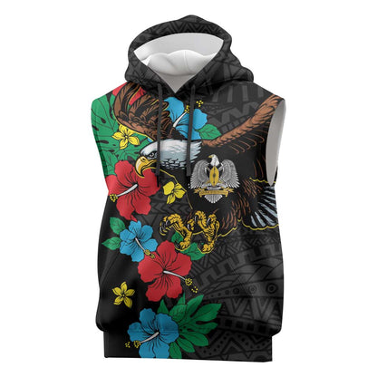 South Sudan Sleeveless Hoodie African Pattern Hibiscus Floral - African Pride