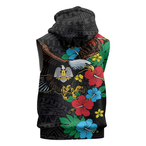 South Sudan Sleeveless Zip Hoodie African Pattern Hibiscus Floral - African Pride