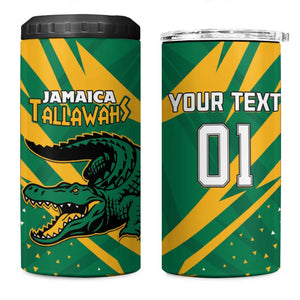 Custom Afro Jamaica Cricket Tallawahs 4 in 1 Can Cooler Tumbler Fi Wi Tallawahs Champions