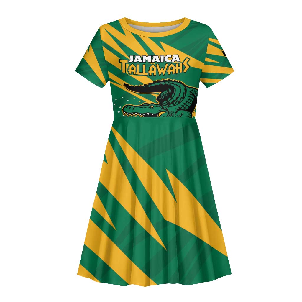 Custom Afro Jamaica Cricket Tallawahs Kid Short Sleeve Dress Fi Wi Tallawahs Champions