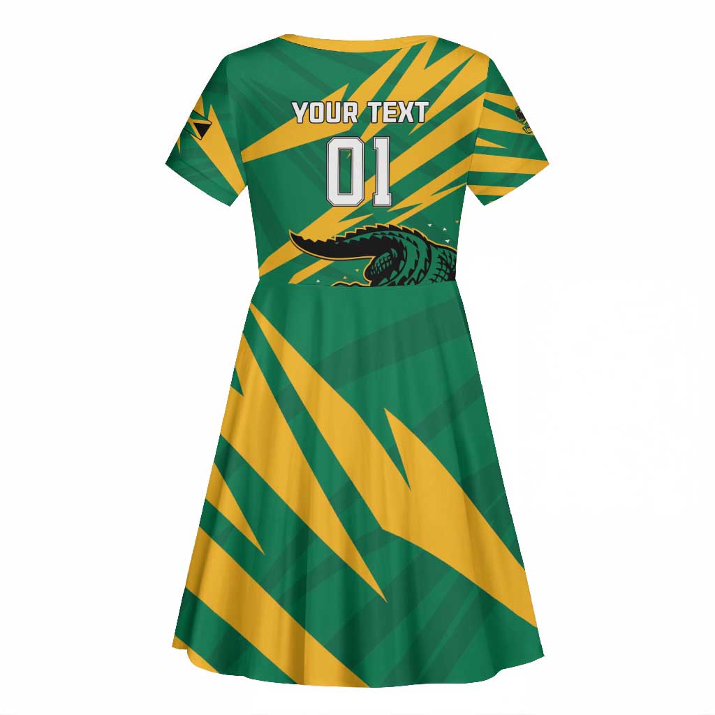 Custom Afro Jamaica Cricket Tallawahs Kid Short Sleeve Dress Fi Wi Tallawahs Champions