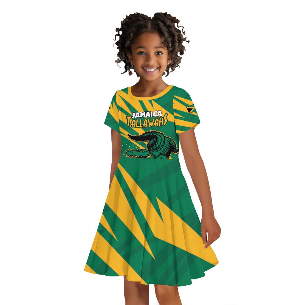 Custom Afro Jamaica Cricket Tallawahs Kid Short Sleeve Dress Fi Wi Tallawahs Champions