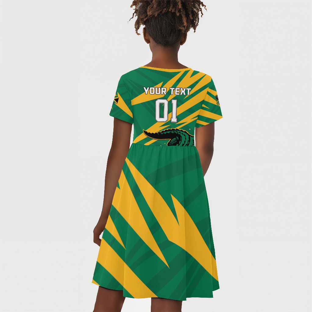 Custom Afro Jamaica Cricket Tallawahs Kid Short Sleeve Dress Fi Wi Tallawahs Champions