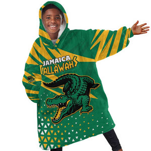 Custom Afro Jamaica Cricket Tallawahs Kid Wearable Blanket Hoodie Fi Wi Tallawahs Champions